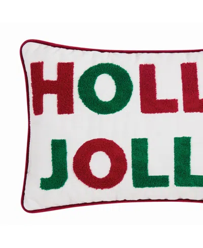 Truly Soft Holly Jolly Decorative Pillow, 12" X 20" In White