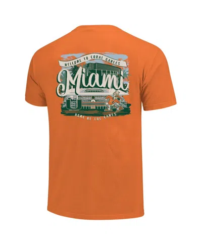 Image One Orange Miami Hurricanes Comfort Colors Campus Scene Drawing Script T-shirt In Multi