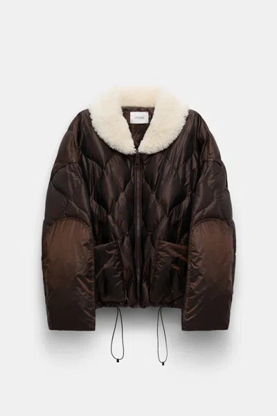 Dorothee Schumacher Down Jacket With Faux Fur Collar In Multi