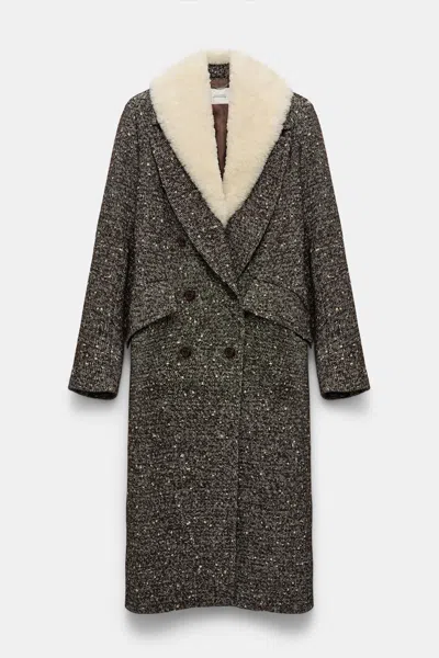 Dorothee Schumacher Wool-mix Coat With Removable Faux Fur Collar In Multi