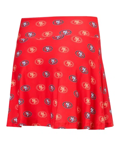 Concepts Sport Scarlet San Francisco 49ers Record Allover Print Knit Sleep Skort In Red
