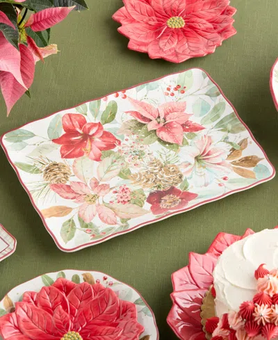 Certified International Winter Blooms Rectangular Platter In Multi