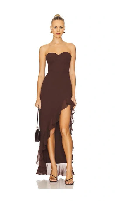 Amanda Uprichard Eden Soft V-neck Gown In Cocoa In Brown