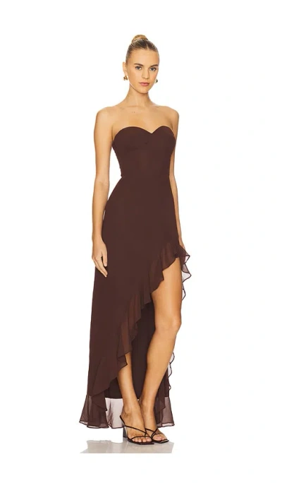 Amanda Uprichard Eden Soft V-neck Gown In Cocoa In Brown