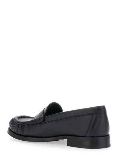 Vinny's Penny-strap Leather Loafers In Black