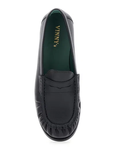 Vinny's Penny-strap Leather Loafers In Black