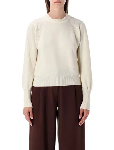 Sessun Cropped Jumper In Stocking Stitch Knit In Neutral