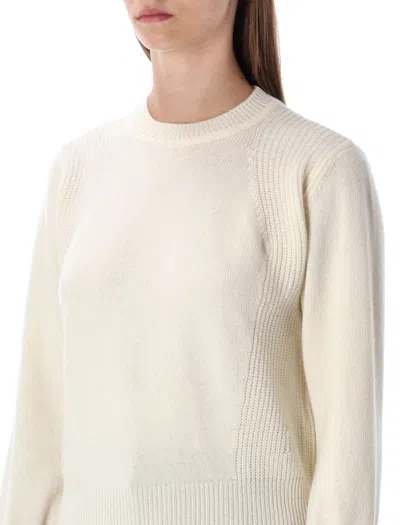 Sessun Cropped Jumper In Stocking Stitch Knit In Neutral