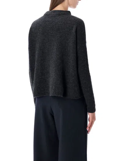 Sessun Charcoal Wool Knit Sweater With Relaxed Fit In Black