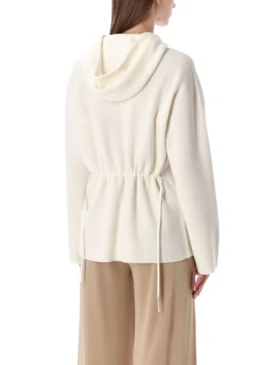Fabiana Filippi Drawstring Hooded Long Sleeve Knit Sweater In Neutral