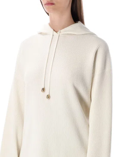 Fabiana Filippi Drawstring Hooded Long Sleeve Knit Sweater In Neutral