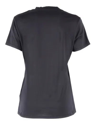 Dondup V-neck Embroidered T-shirt In Black