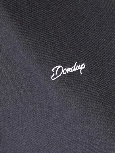 Dondup V-neck Embroidered T-shirt In Black