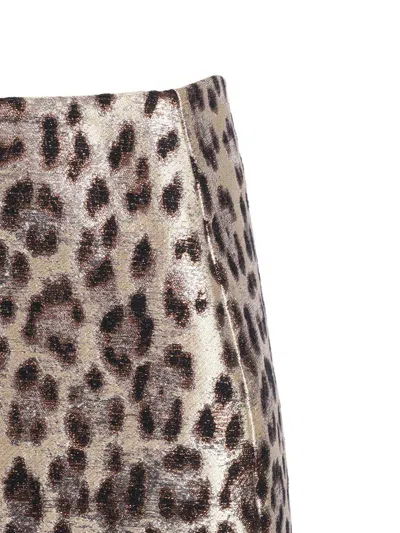 P.a.r.o.s.h Shiny Leopard Print Mini Skirt In Brown