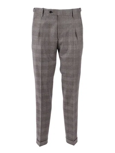 Berwich Tailored Grey Trousers With Checkered Pattern In Gray