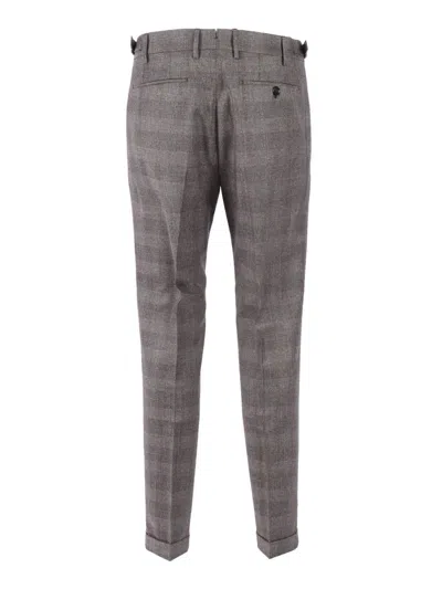 Berwich Tailored Grey Trousers With Checkered Pattern In Gray