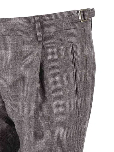 Berwich Tailored Grey Trousers With Checkered Pattern In Gray