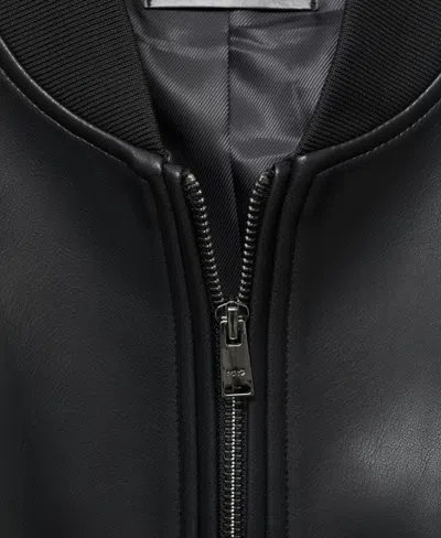 Mango Men's Leather-effect Bomber Jacket In Black
