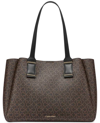 Calvin Klein Jett Signature Tote Bag In Brown