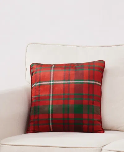 Truly Soft Red Plaid Decorative Pillow, 18" X 18" In Red