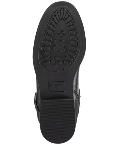 Style & Co Marliee Womens Faux Leather Wide Calf Motorcycle Boots In Black