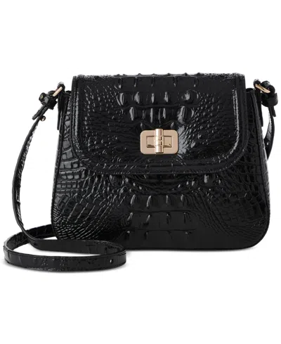 Brahmin Gianna Croc Embossed Leather Crossbody Bag In Black