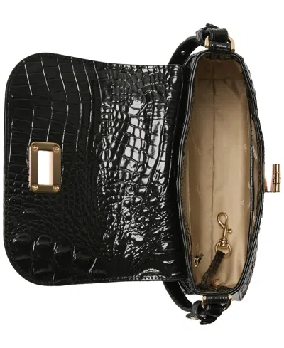 Brahmin Gianna Croc Embossed Leather Crossbody Bag In Black
