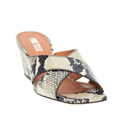 Paris Texas Arizona Snake-embossed Leather Mule Sandals In Animal Print