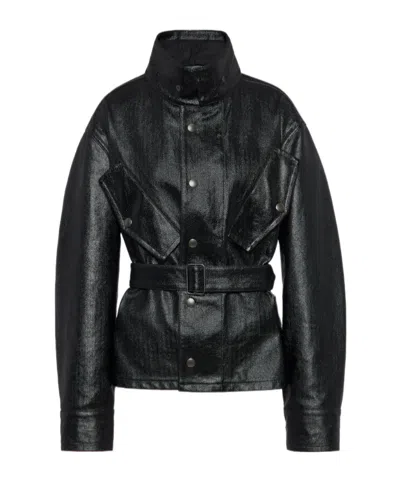 Maison Margiela Womens Black Belted Regular-fit Coated-cotton Jacket