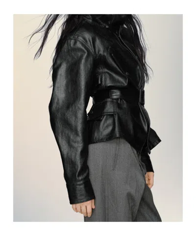 Maison Margiela Womens Black Belted Regular-fit Coated-cotton Jacket