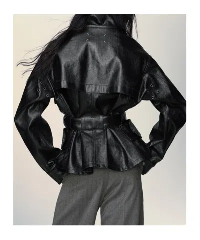 Maison Margiela Womens Black Belted Regular-fit Coated-cotton Jacket