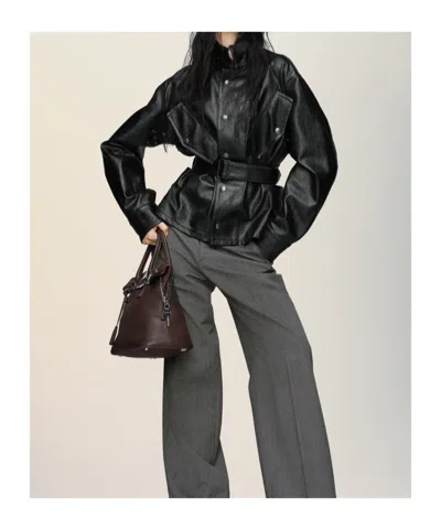 Maison Margiela Womens Black Belted Regular-fit Coated-cotton Jacket