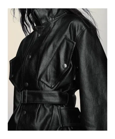 Maison Margiela Womens Black Belted Regular-fit Coated-cotton Jacket
