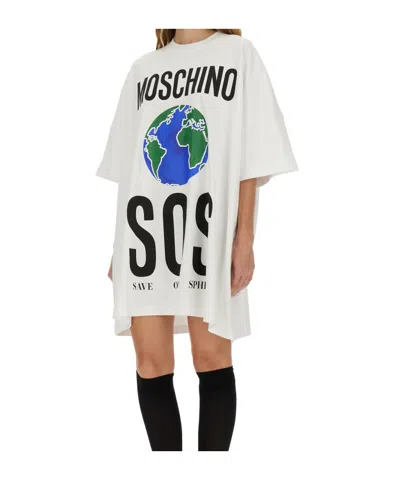 Moschino Cotton Interlock Dress In White