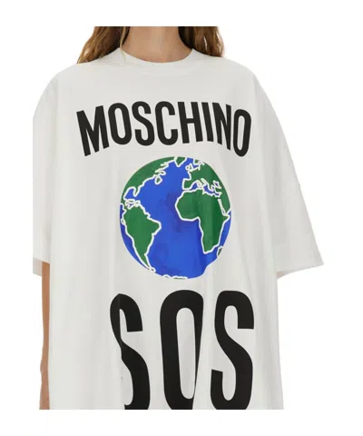 Moschino Cotton Interlock Dress In White