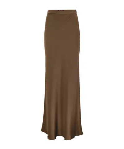 Max Mara Studio Rimini - Flowing Skirt In Envers Satin In Brown