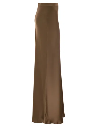Max Mara Studio Rimini - Flowing Skirt In Envers Satin In Brown