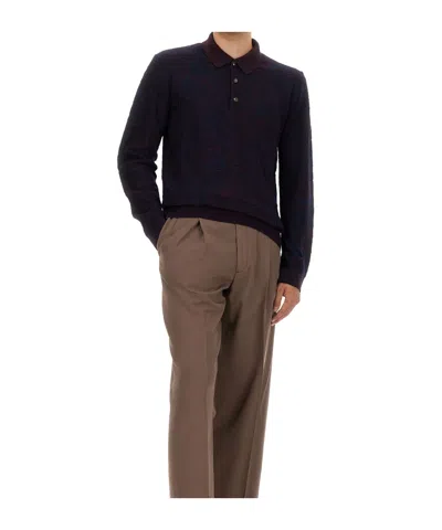 Etro Long-sleeved Polo Shirt In Black