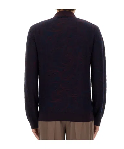 Etro Long-sleeved Polo Shirt In Black