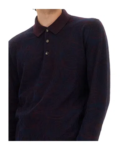 Etro Long-sleeved Polo Shirt In Black