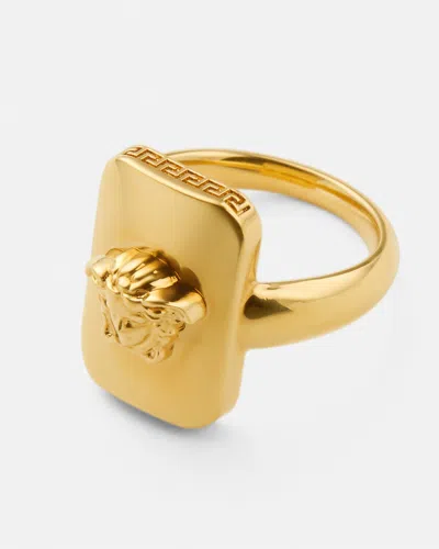 Versace Medusa-head Rectangular Ring In Gold
