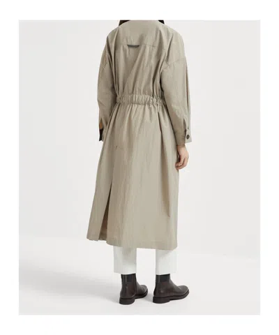 Brunello Cucinelli Nylon Trench In Gray
