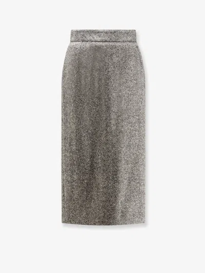 Dolce & Gabbana High-waisted Textured Midi Pencil Skirt In Gray