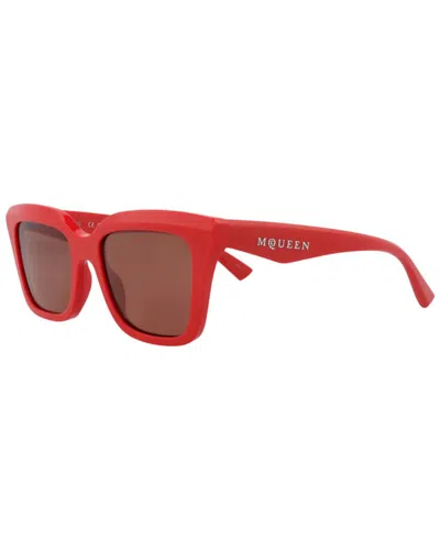 Alexander Mcqueen Logo-print Rectangle-frame Sunglasses In Red