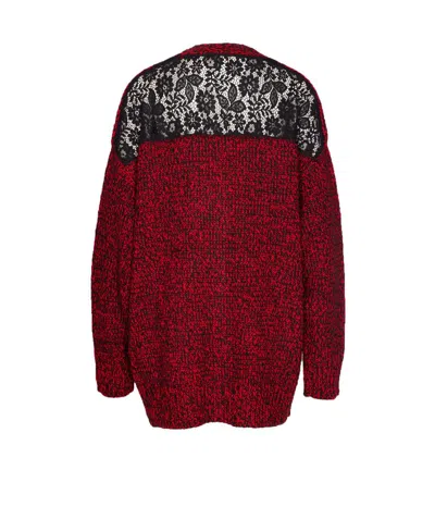 Essentiel Antwerp Lace-insert Button Cardigan In Red
