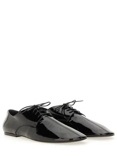 Dries Van Noten Lace-up Patent Leather Pointed Toe Shoes In Black