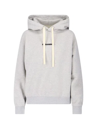 Jil Sander Grey Cotton Hoodie In Gray