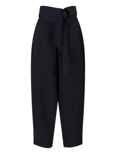 Attico Wrap-effect Belted Trousers In Black