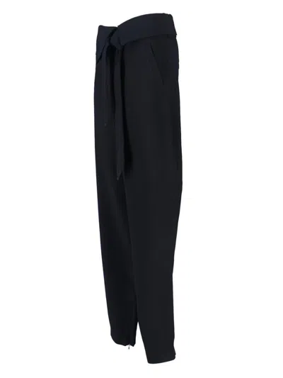 Attico Wrap-effect Belted Trousers In Black