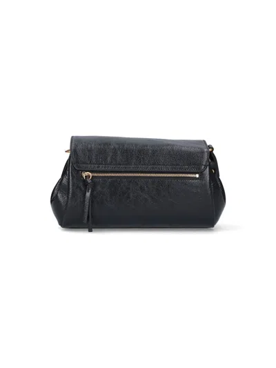 Dries Van Noten Textured Leather Shoulder Bag With Gold-tone Buckle Closure In Black